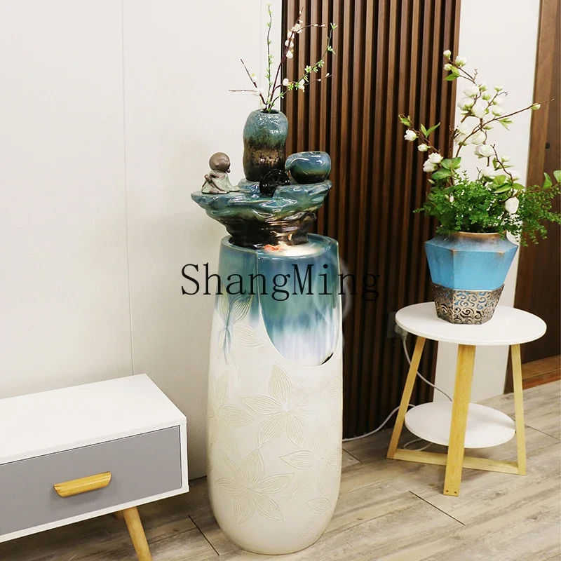 SM exquisite ceramic floor-to-ceiling running water ornament living room TV cabinet coffee table next to atomization
