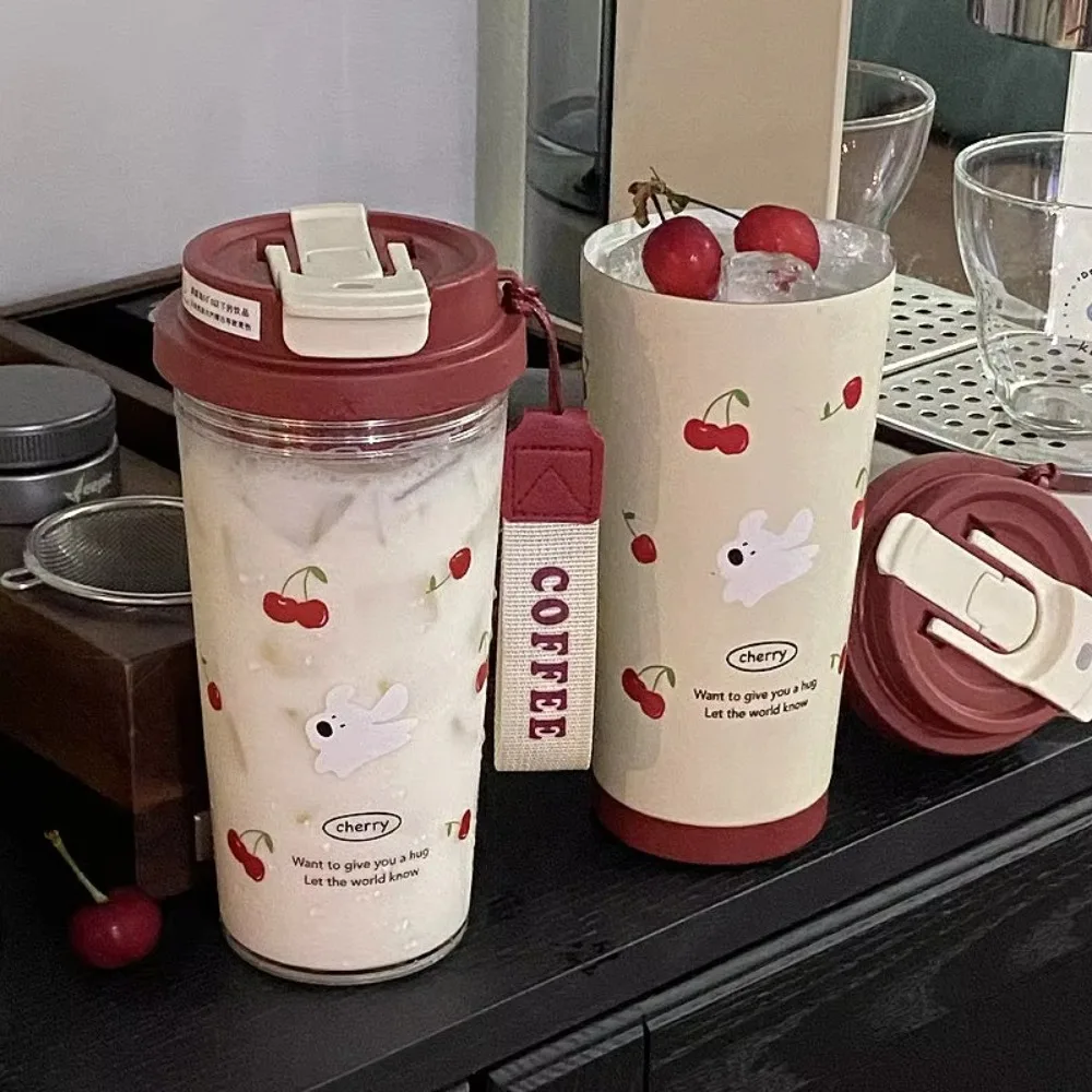Portable 550ml Water Cup Double Drinking Leak-proof Plastic Cups Carrying Rope Large Capacity Water Bottle Student