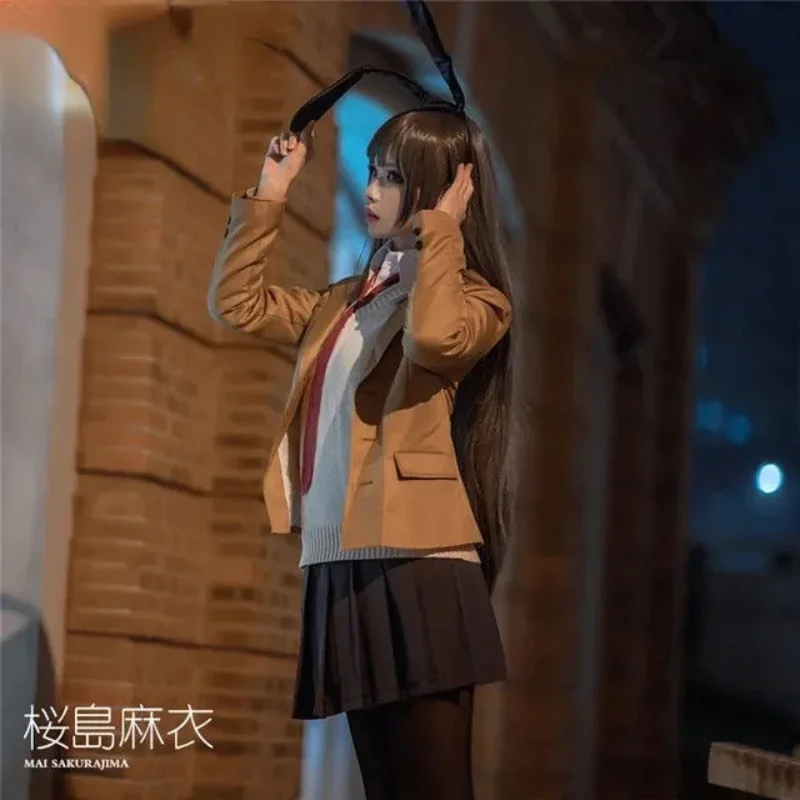 Disfraz de Cosplay de Anime Sakurajima Mai, Rascal No Dream of Bunny Girl, Senpai Mai Sakurajima, peluca, Orejas de conejo, sombreros