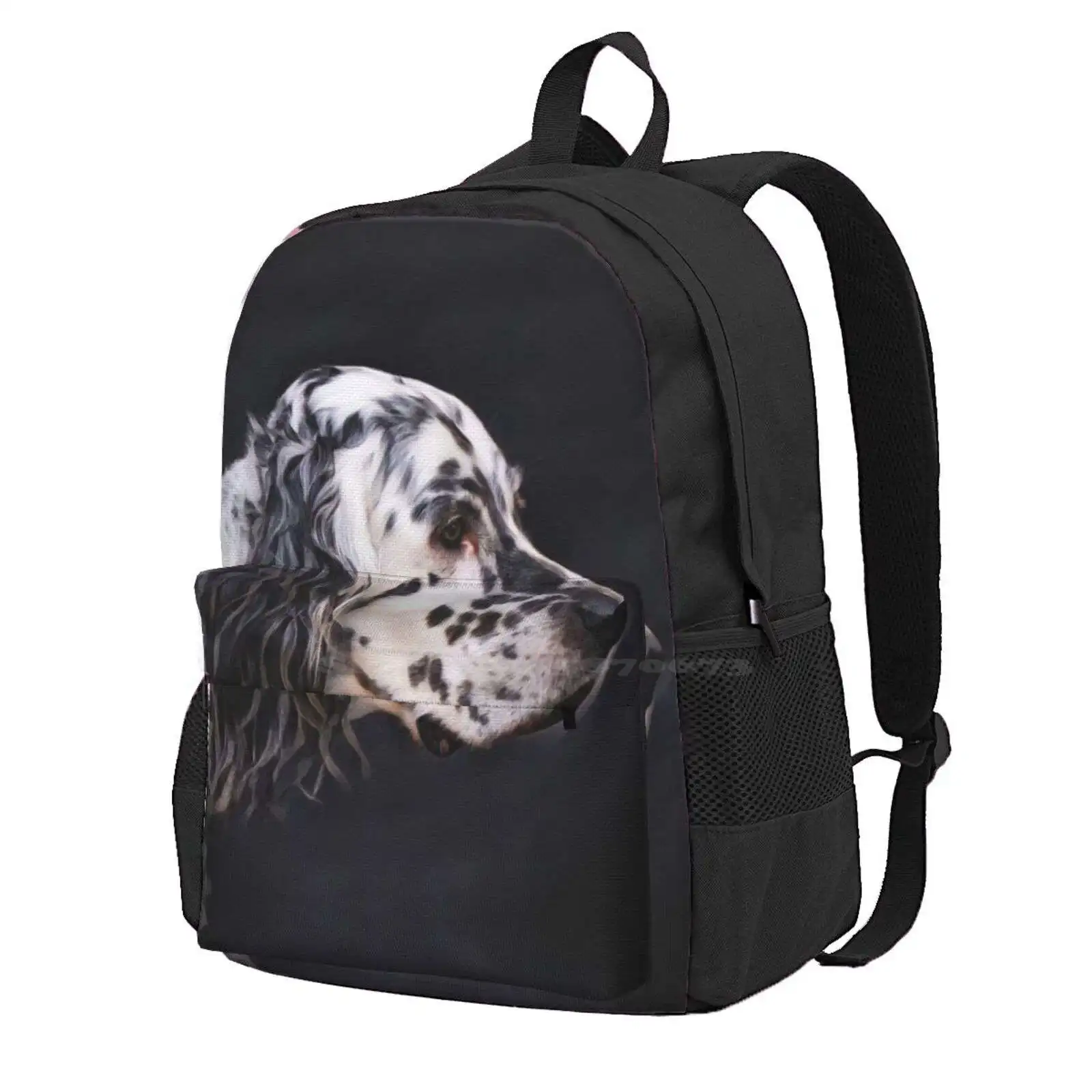 English Setter Dog With Hazel Eyes Hot Sale Schoolbag Backpack Fashion Bags Blue Belton English Setters Dogs Breed