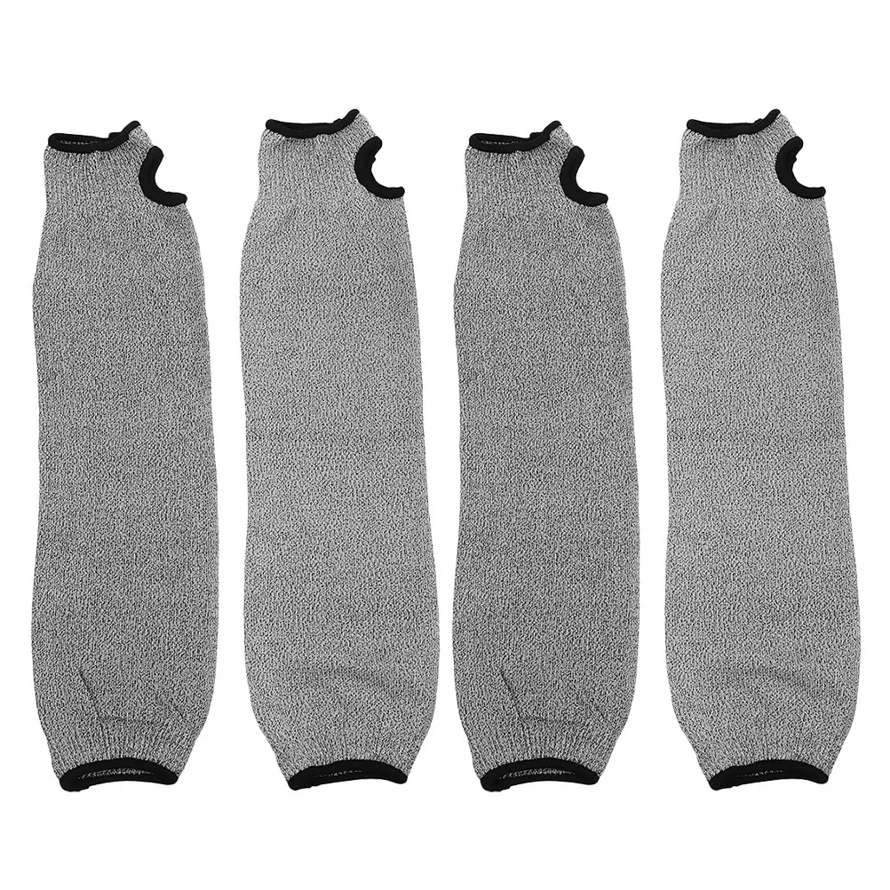 4Pcs Heavy Duty Cut Proof Arm Sleeves Thumb Hole Design Sweat Wicking Abrasion Resistant Forearm Guards for Metal Cutting Glass