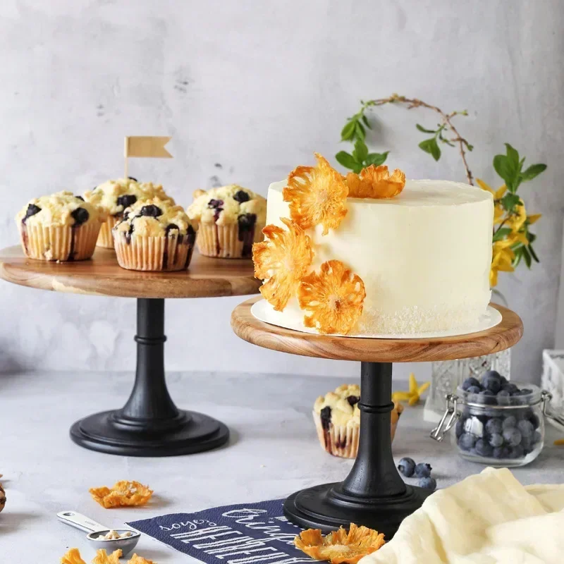 

Wooden Cake Stand Dessert Pedestal Display Stand with Base Dessert Cupcake Pastry Candy Display Plate for Wedding Birthday Party