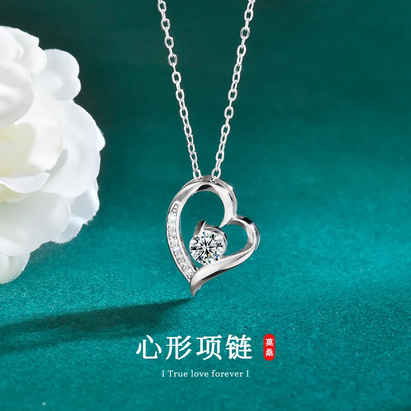 

Серебряное колье S925 в форме сердца, женское, корейская версия, простое украшение с подвеской в виде сердца, цепочка на ключицу, оптом.