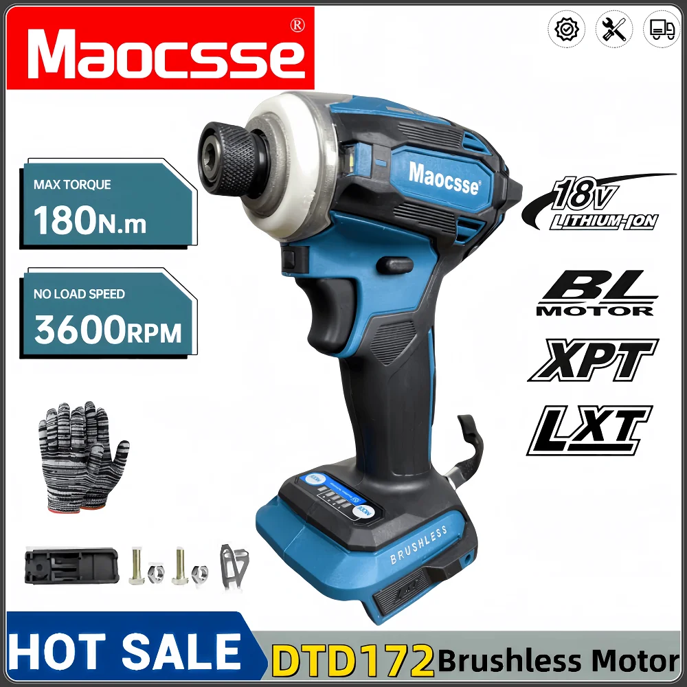 

for Makita 18v battery DTI172 180 NM cordless impact driver brushless power tool motor drill rechargeable