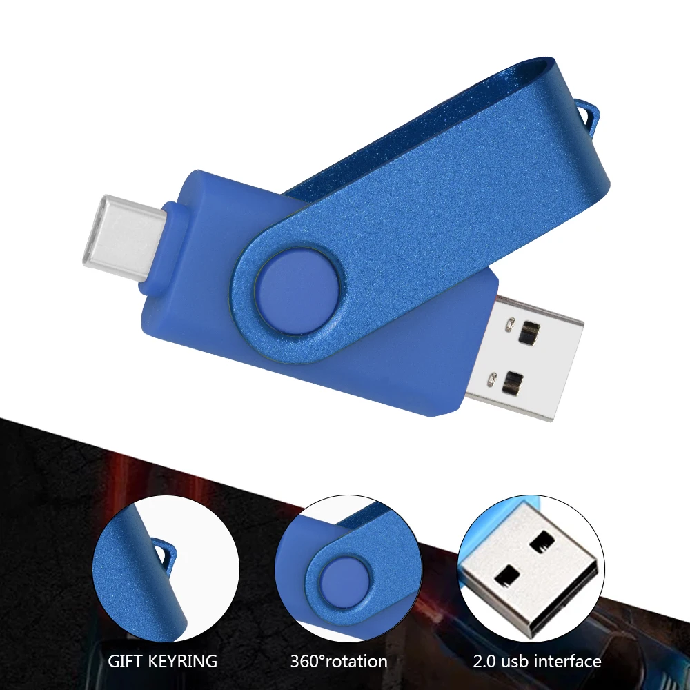 High Speed Metal TYPE-C 2 IN 1 Type C USB Flash Drives 128GB Pendrive usb key Usb Stick 2.0 64GB 32GB 16G Pen Driver Cle usb