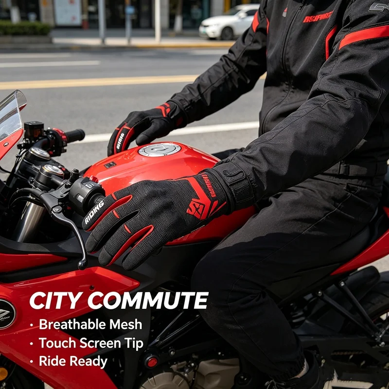 Summer Men Women Motorcycle Gloves Mesh Breathable Anti‑Fall Shock‑Absorb Protective Moto Glove Adjustable Off‑Road Motocross