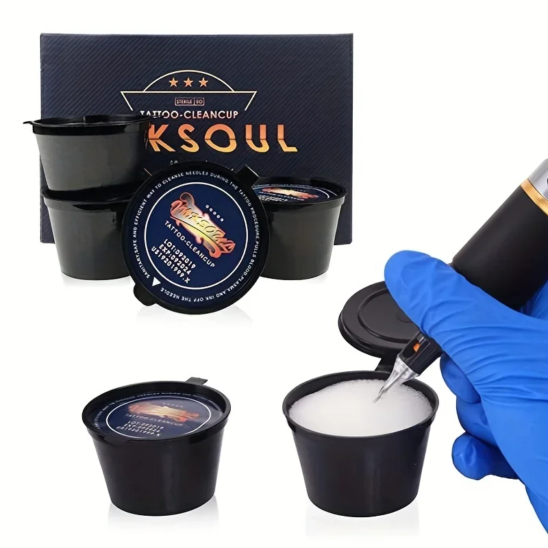 3pcs Tattoo Dip Foam Leak-Proof Rinse Cup, Better than Water for Blending, Rinsing, Diluting or Drying Ink, Professional Cleani