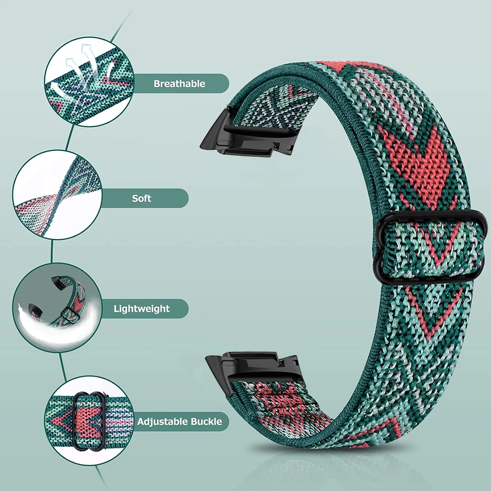 Fascia elastica in nylon per Fitbit Charge 6 5 donna uomo cinturino sportivo intrecciato per Fitbit Charge 6 5 Correa