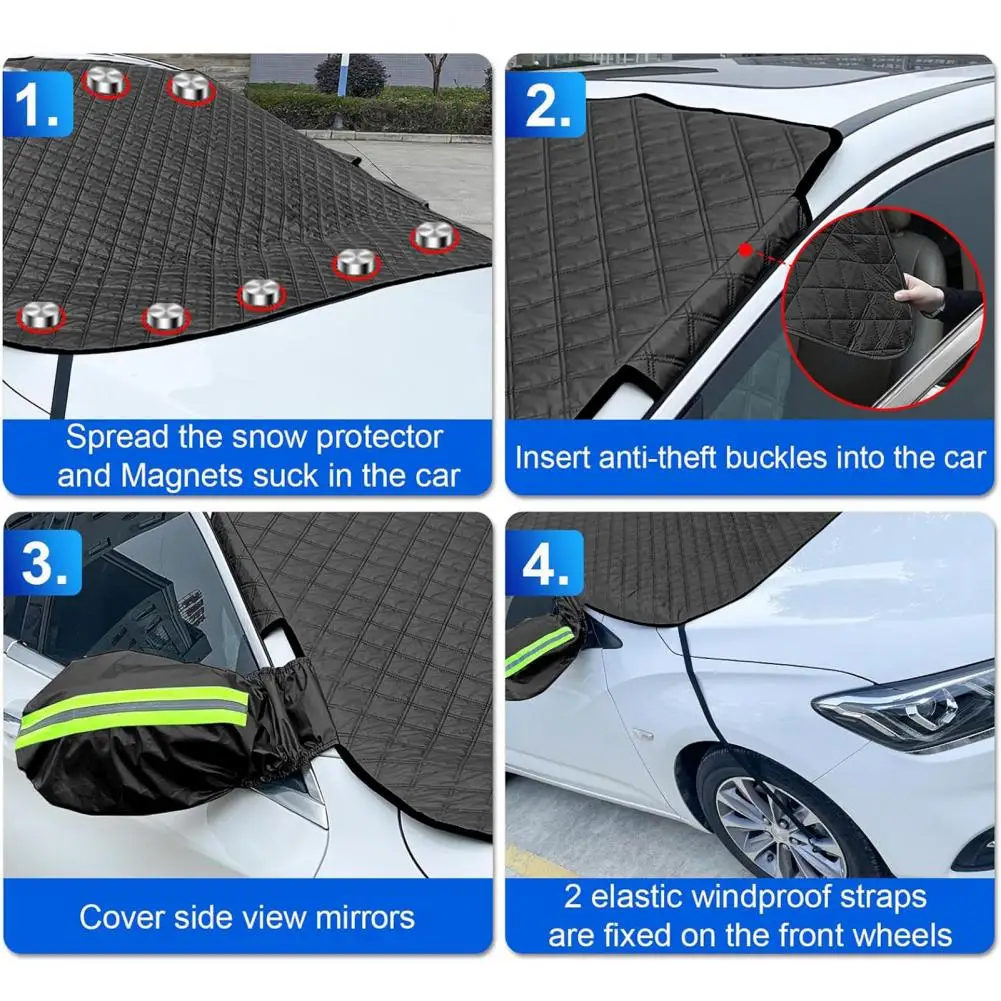 Anti-frost Car Snow Cover Universal Car Windshield Snow Cover with Magnets Frost Freeze Sun Protection Reflective for Winter