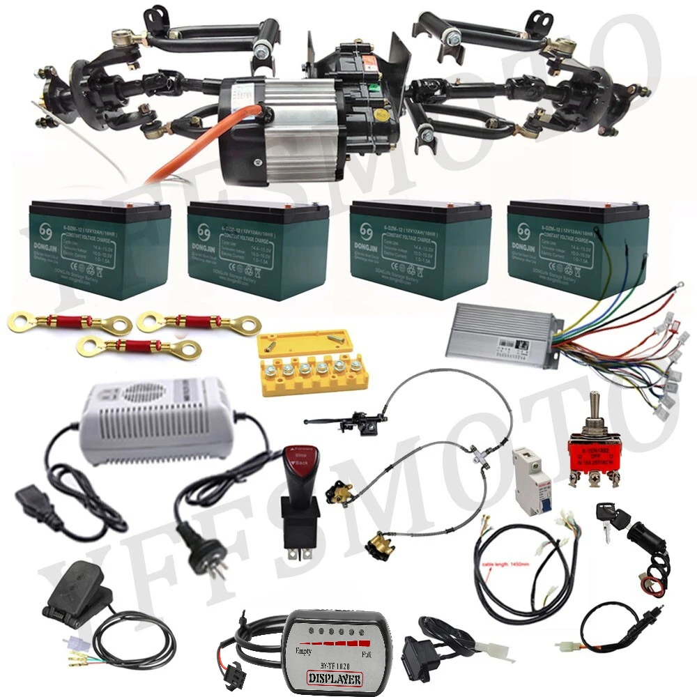 

48V 1000W Differential Motor + Front Drive Axle Kit Swing Arm Assembly for ATV Go Kart UTV Golf Cart