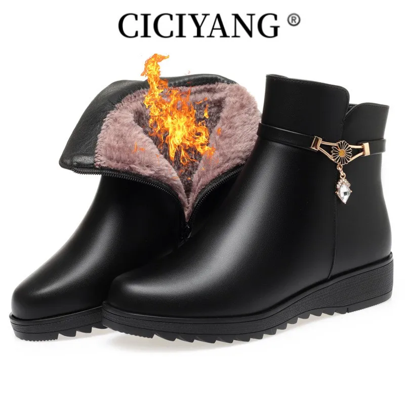 

CICIYANG Women's Snow Boots 2023 Winter New Warm Wedges Women's Ankle Boots Large Size Non-slip Mother Shoes Boots