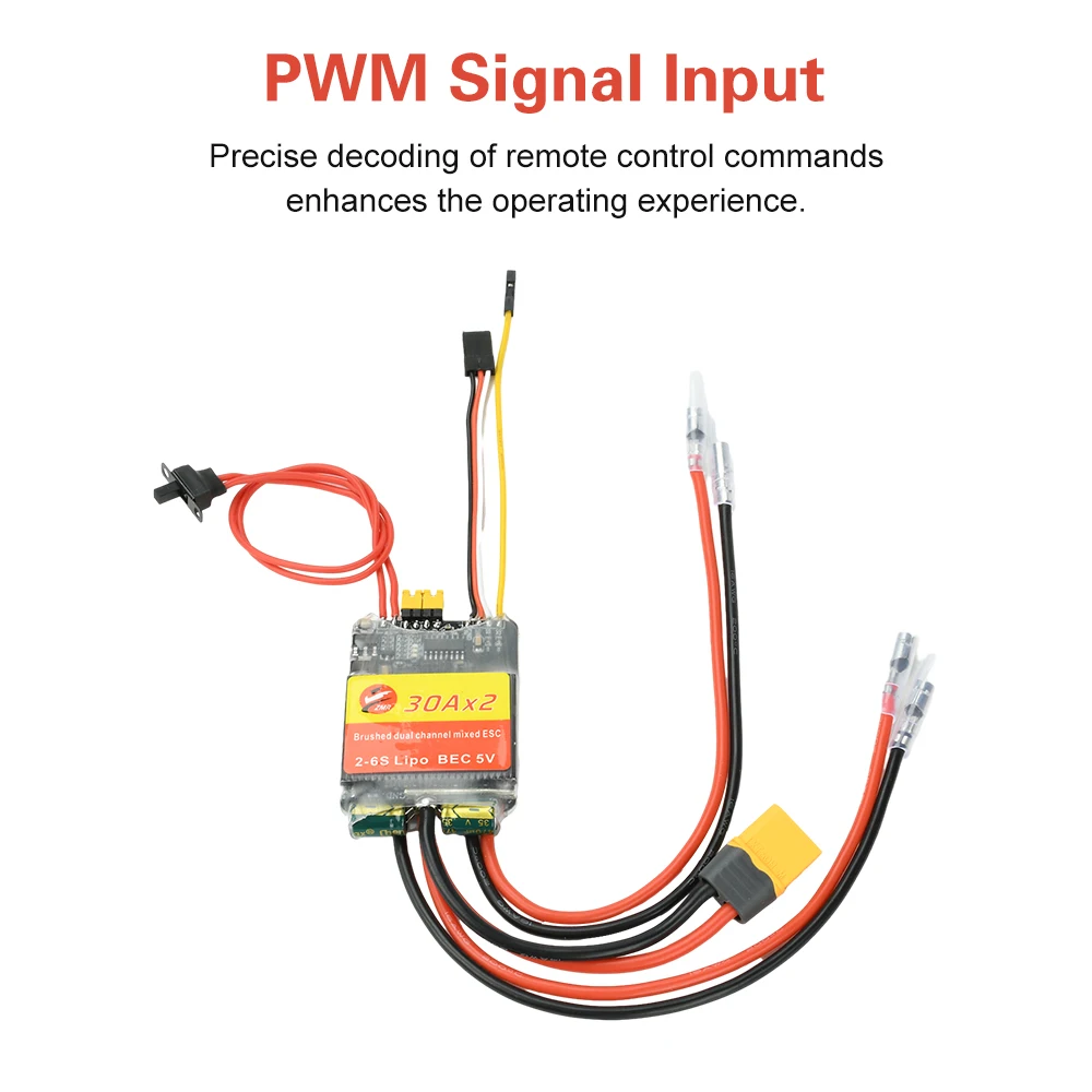 30A 50A Zweikanaliger bidirektionaler bürstenloser ESC mit PWM-Signaleingang, geeignet für RC-Autos, RC-Boote, Kettenfahrzeuge – Detail 2