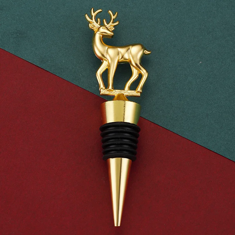 Creative Metal Deer Red Wine Stopper, Christmas Gift, Party Wine Bottle Stopper, Wholesale, 100 Pcs per Lot