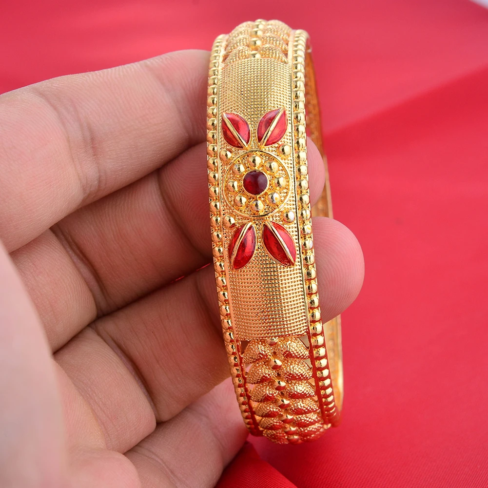 

Dubai Wholesale Gold Color Bangles For Women Indian Charm Bracelet Jewellery Arabic Wedding Party Banquet Gifts