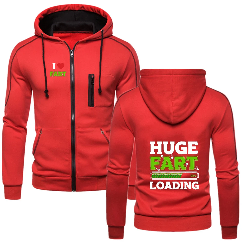 2026 Huge Fart Loading Printing Spring And Autumn Men's New Solid Color Zipper Hoodies Personality Jacket Leisure Versatile Coat