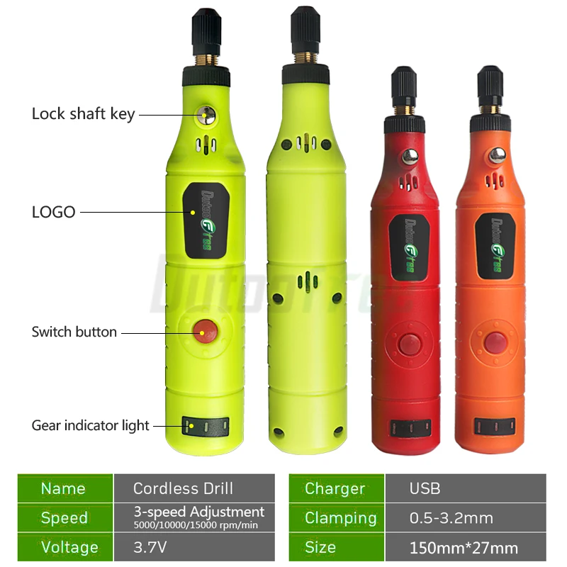 USB Cordless Drill With 24PCS Accessories Rotary Tool Kit Engraving Pen DIY For Jewelry Metal Glass 3 Speed Mini Wireless Drill