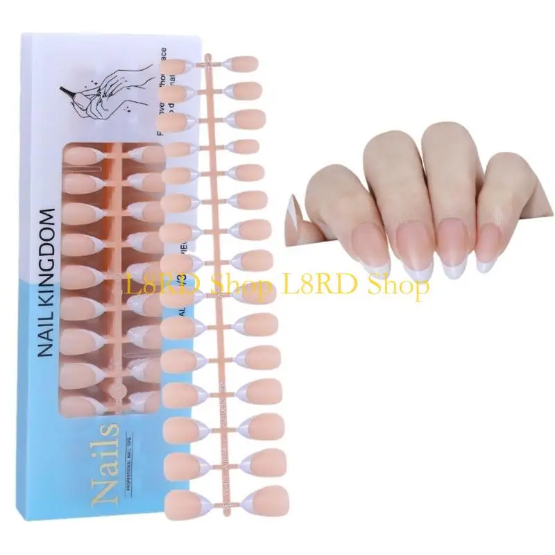 L8RD 무광택 프랑스 천연 거짓 네일 팁 확장 커버 인공 가짜 손톱 손가락 조각 매니큐어 도구 살롱 홈 DIY