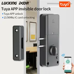 Smart Tuya App 13.56Mhz Rfid Card Lock Wooden Door Bluetooth Lock Electronic Door Lock No Drill Indoor Concealed Installation