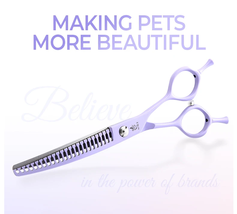 Fenice Dog Beauty Schere, bunt, 6,5/7/7,5 Zoll, JP440C, professionelle Hundepflegeschere, gebogen, dünnere Chunker-Schere – Detail 6