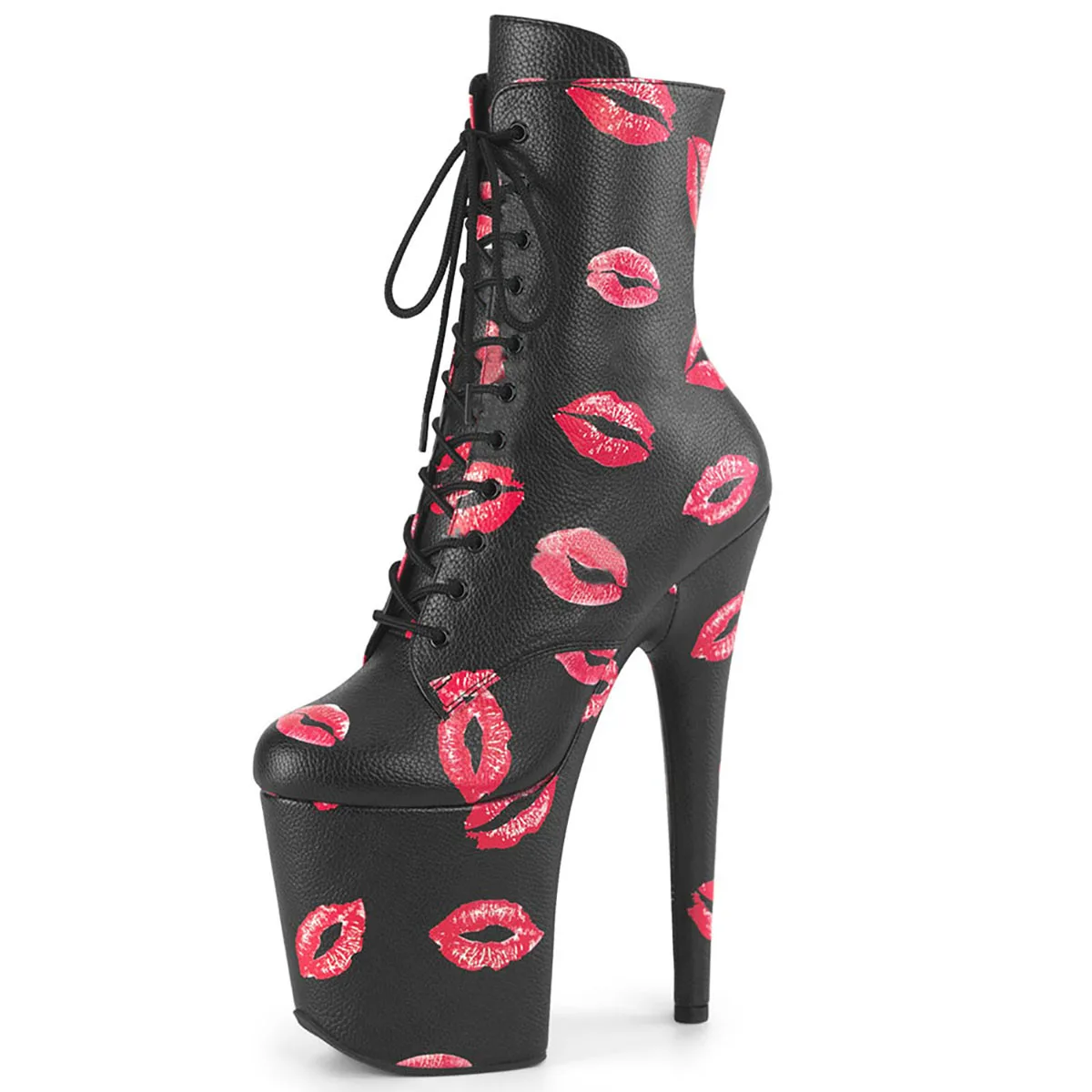 

Red Lip Motorcycle Lighter 8-Inch High Heels Ankle Boots 20cm Platform Novelty Sexy Fetish Exotic Pole Dance Shoes for Stripper