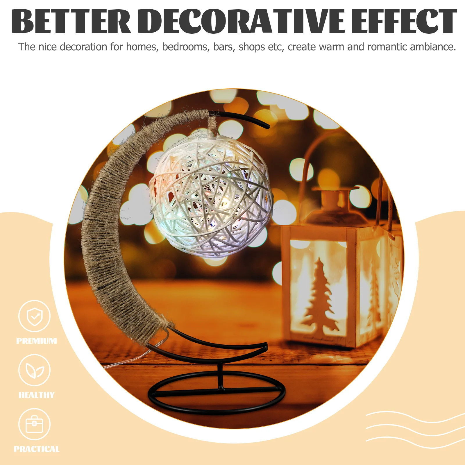 

Rattan Ball Color Light Small Decorative Night Lamp Bedroom Table Desk Boho Aesthetic Warm Atmosphere Hemp Rope Durable
