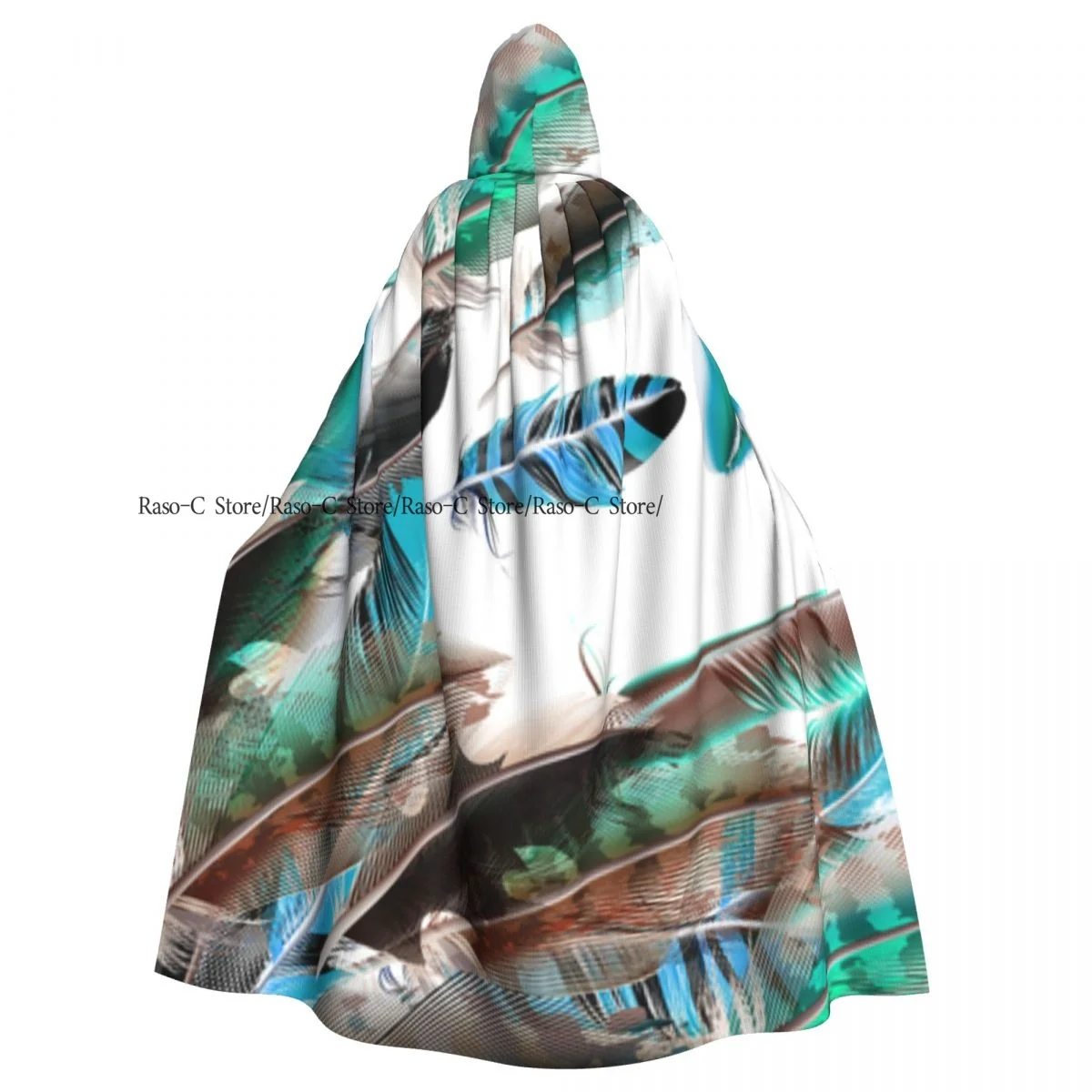 Vaned Types And Natal Contour Flight Bird Feathers And Animal Skin Hooded Cloak Polyester Unisex Witch Cape Costume Accessory