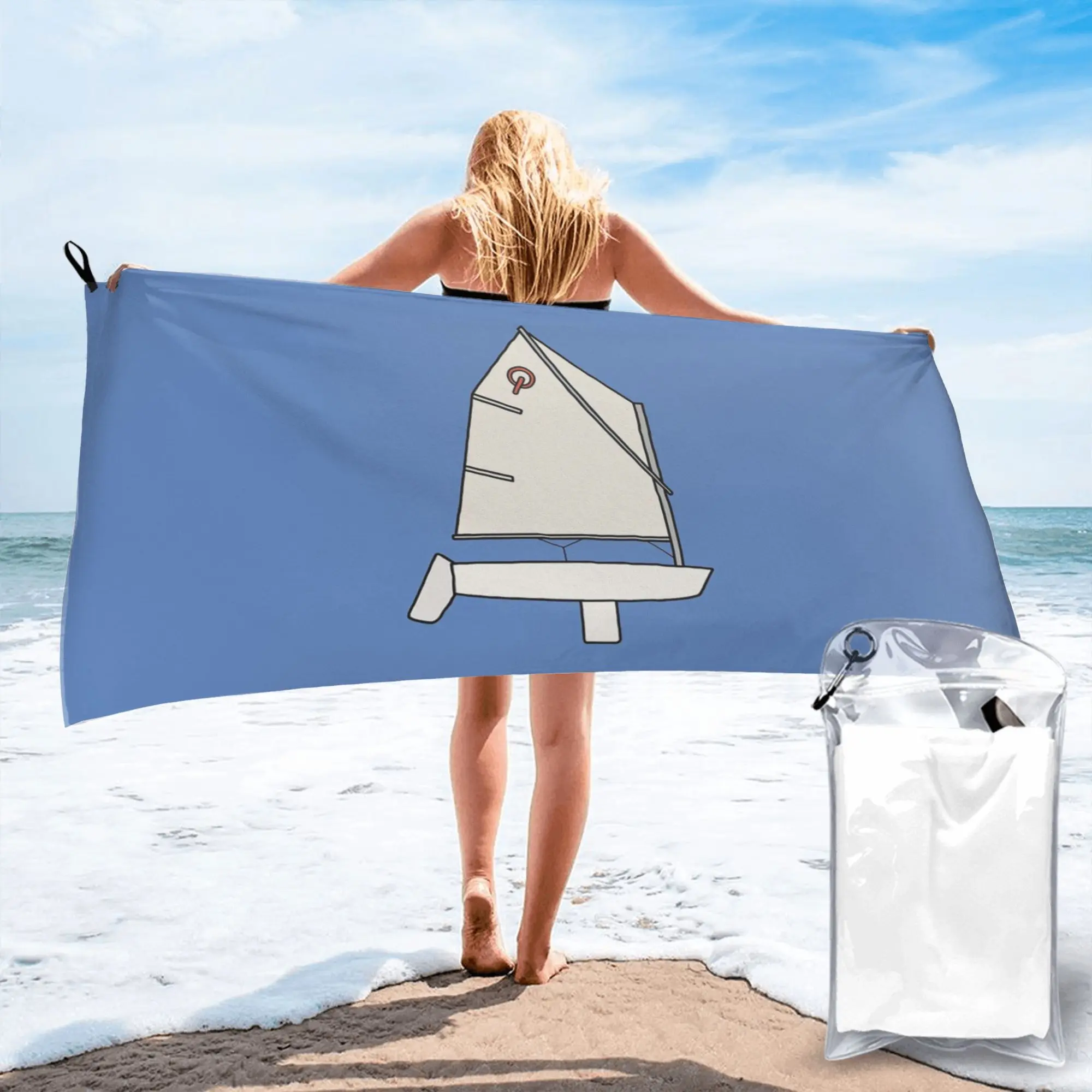 Serviette de plage Optimist Sailboat en microfibre douce, absorbante et à séchage rapide, pour la natation