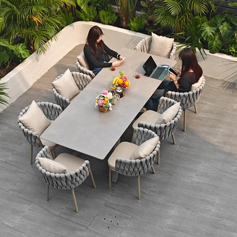 Garden slate table open-air balcony Nordic creative leisure B & B outdoor furniture