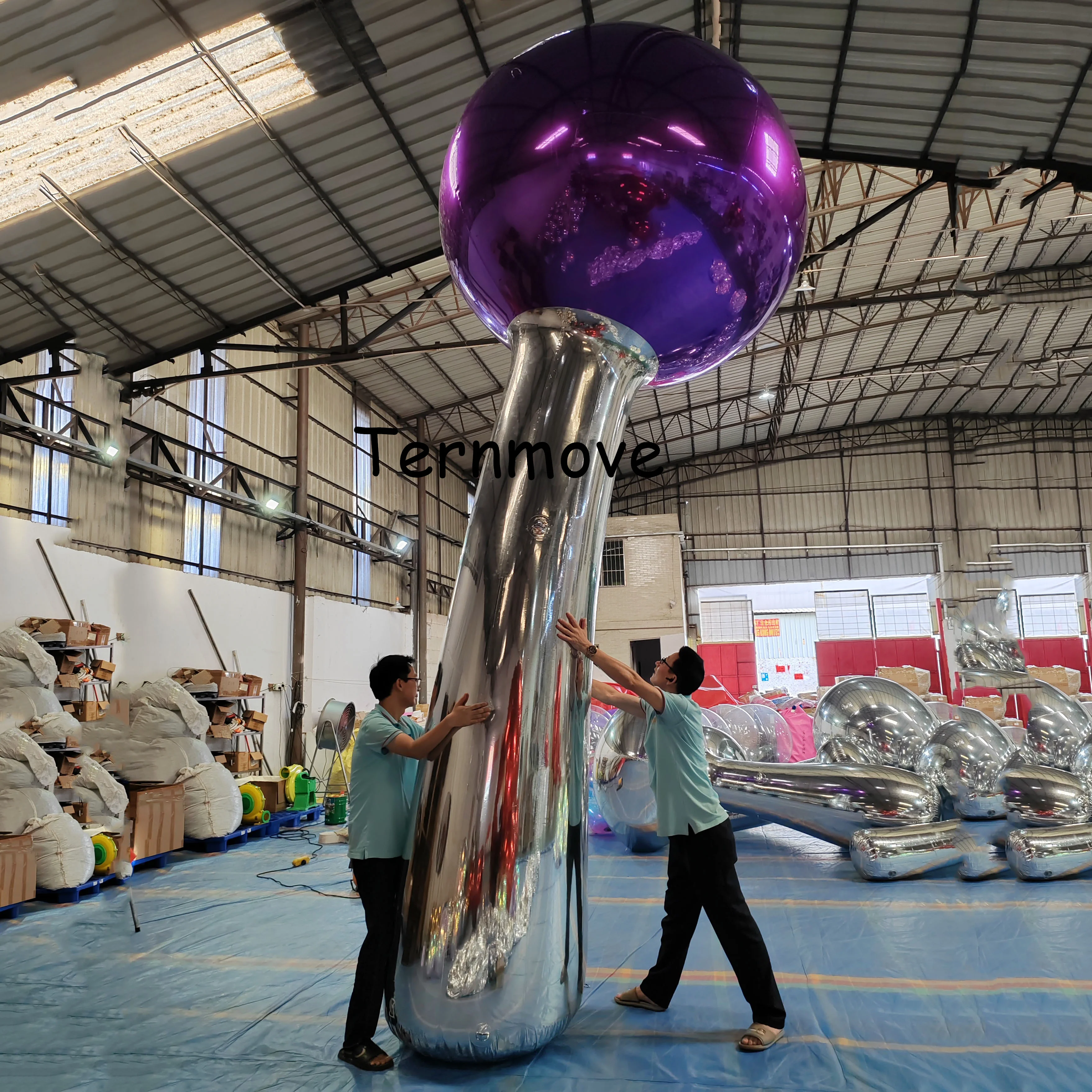 

Giant silver mirror Inflatable Mushroom Straight Crooked Plant Model Outside Christmas Party Stage Event Decorations