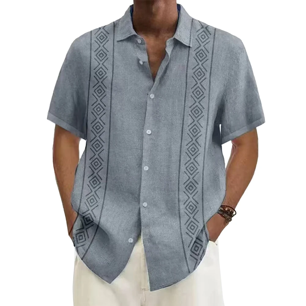 Blouse Mens Shirt Daily Holiday Party Hawaiian Loose Turn-down Collar Vacation Beachwear Button Down Party Print