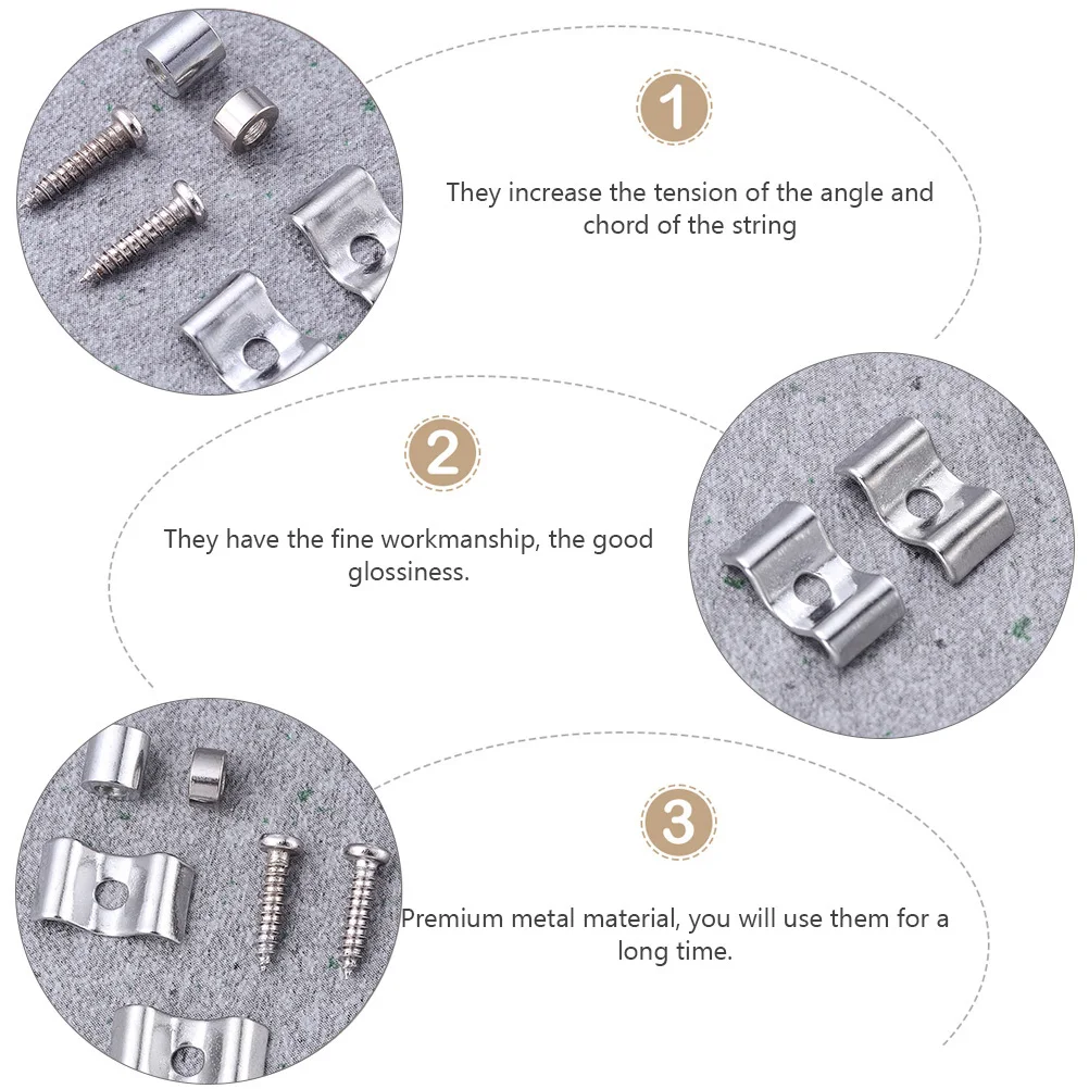 

20 set Electric Guitar String Buckles Premium Metal Head Pressure Buttons Fine Workmanship Glossy Finish Screws Included Guitar