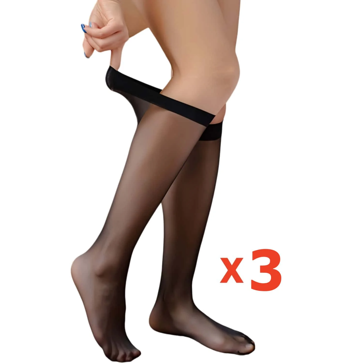 3 Pairs/set Women's Sexy Sheer Glass silk Socks 2026 Summer Thin Transparent Knee High Stockings Breathable Anti-Slip Lady Sock
