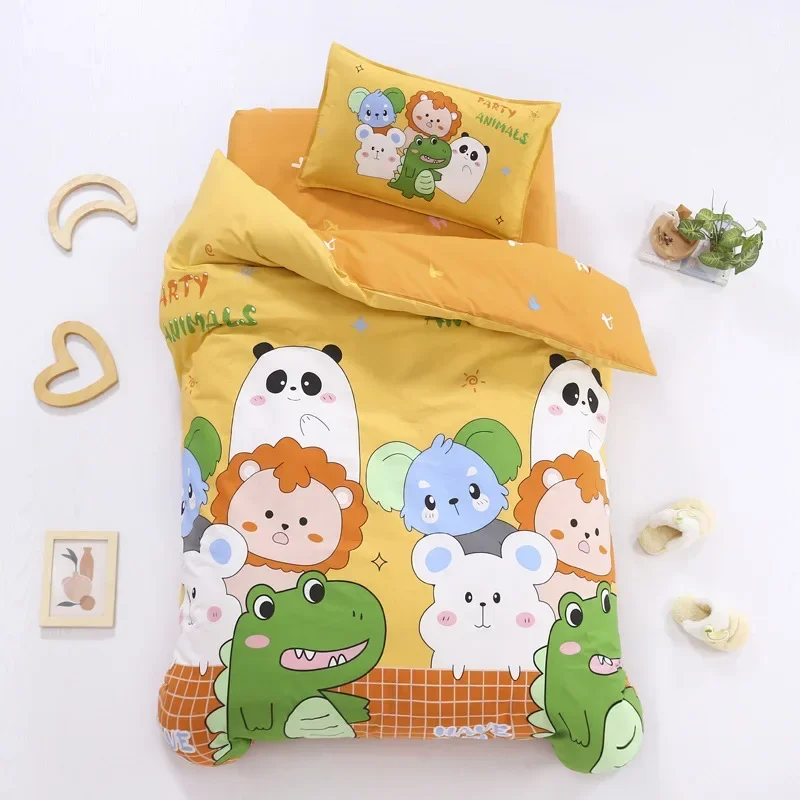 3pcs/set Cartoon Cotton Bedding Set Crib Linen Kit Kindergarten Bed Sheet Pillowcase Duvet Cover Without Filler  CP27