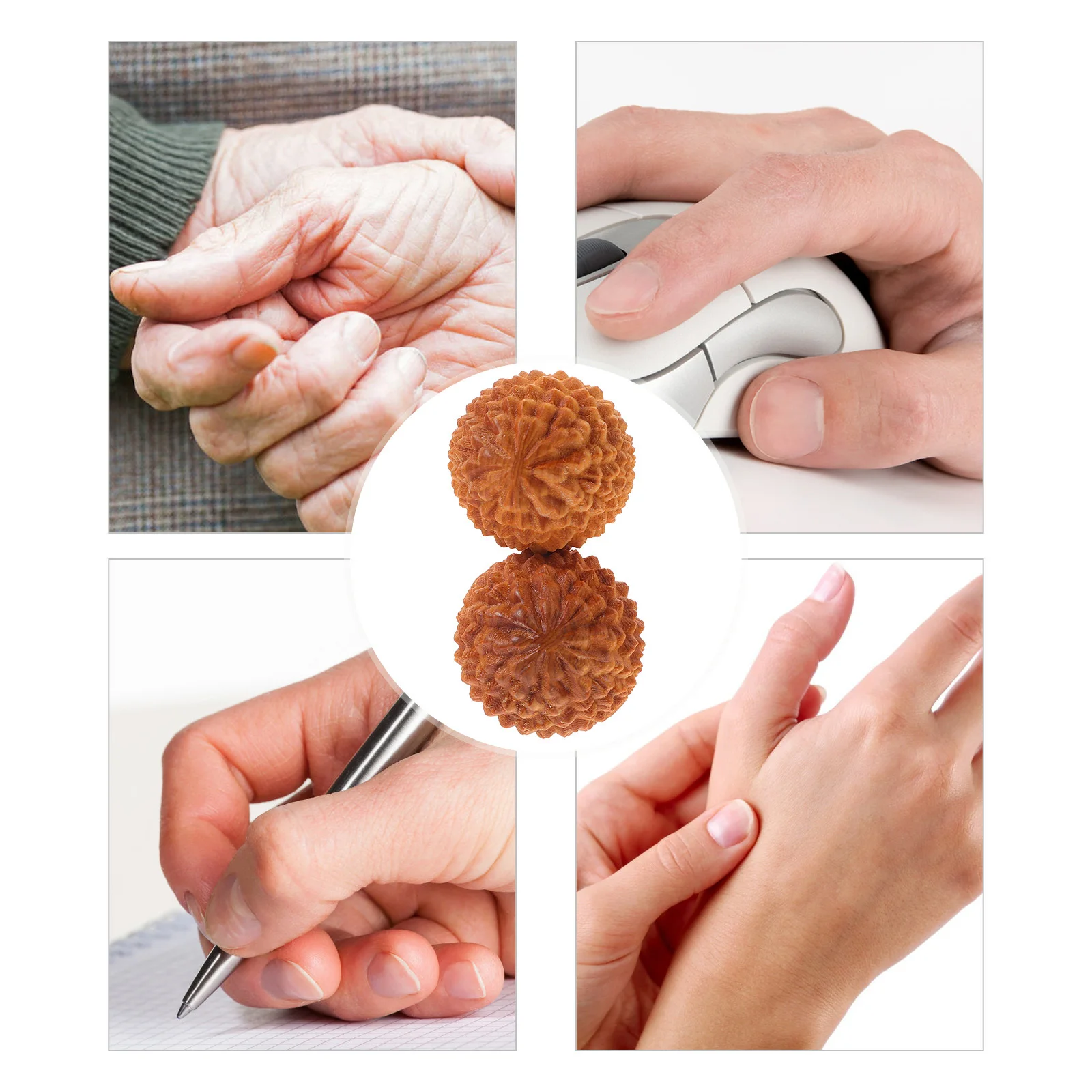 

2Pcs Wooden Handballs Durian-Shaped Rolling Wood Hand Massage Balls Muscle Stretch Balls Supplies