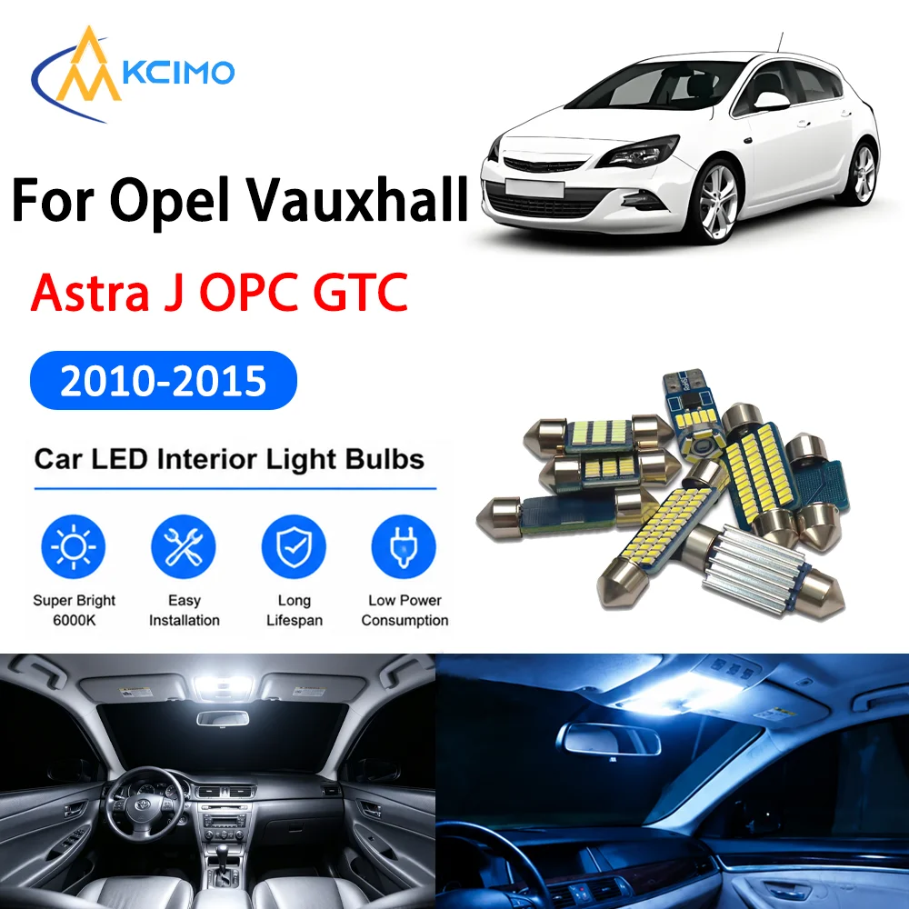 Complete LED Interior Dome Light Kit For Opel Vauxhall Astra J OPC GTC 2010-2015 Door Courtesy Bulb Canbus Reading Safer Lights
