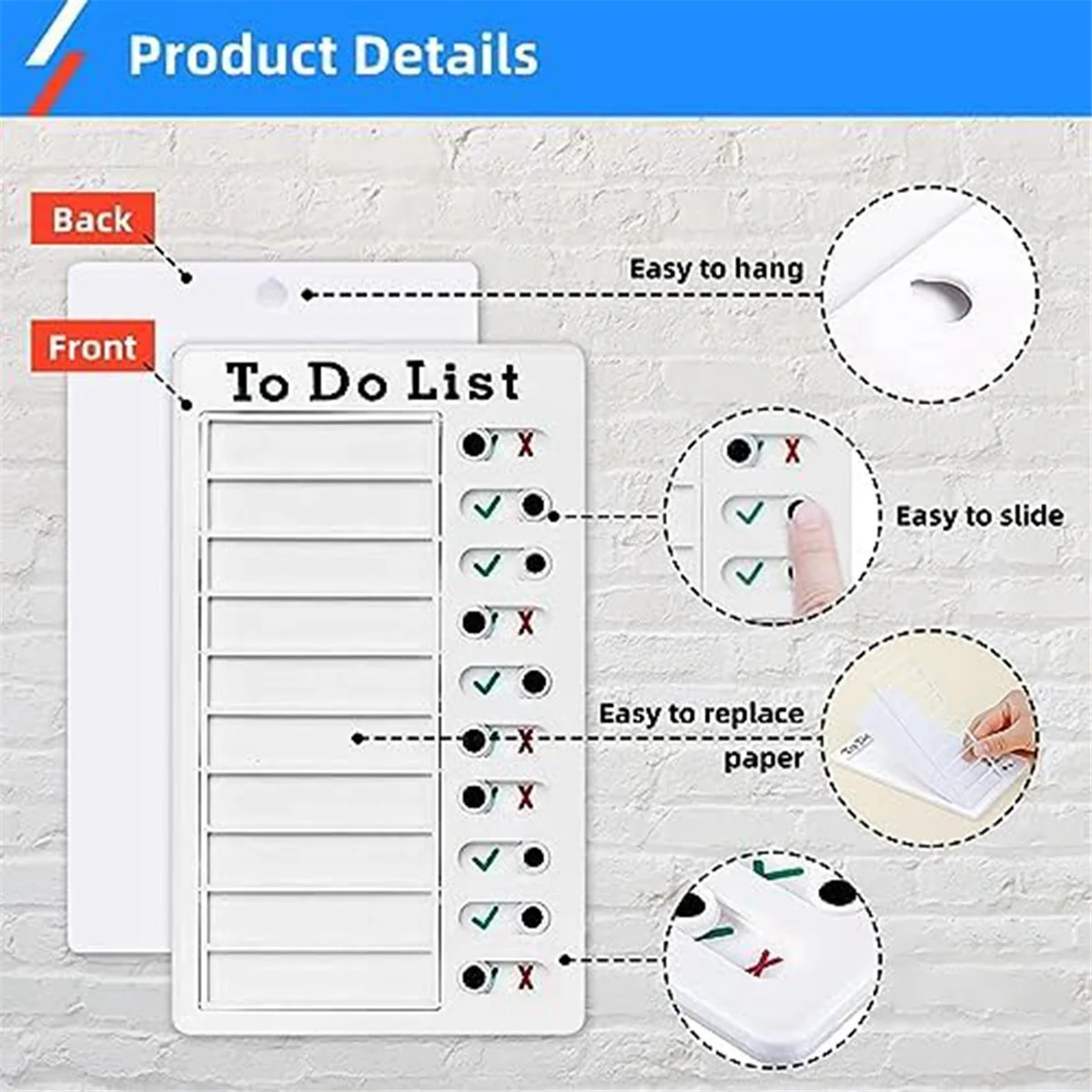 Chore Chart Check List Task Board with Slider Daily to Do List Board Reminder Board Detachable Reusable Chores Chart