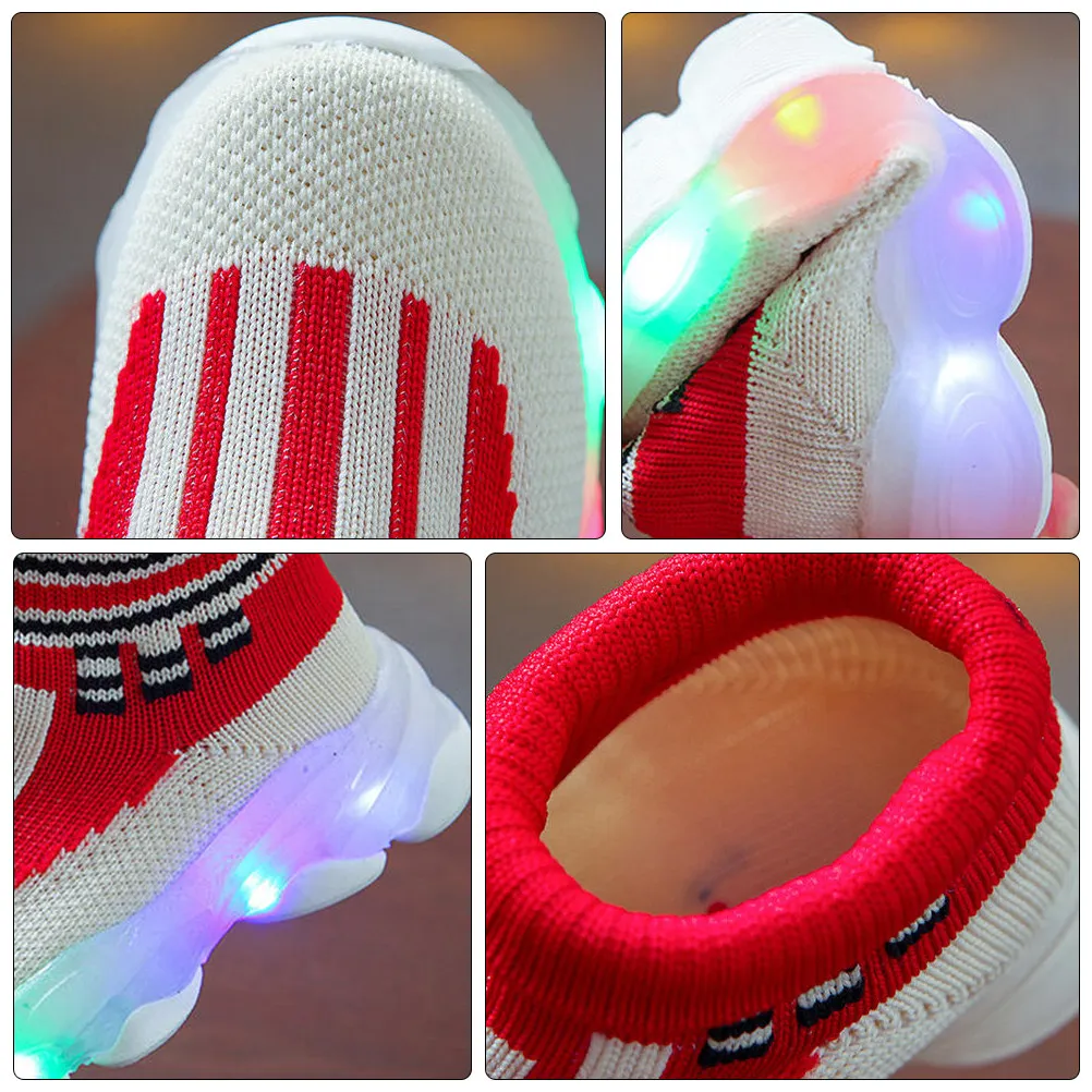 

1Pair Kids Light Up Sneakers Luminous Soles Breathable Mesh Upper Comfortable Fit for Active Children All Season Use
