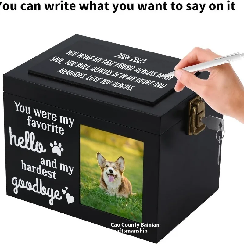 pet memorial Funeral Wooden Eco-friendly Modern Simple Photo Frame Cat Dog Pattern Pet Urn Coffin Commemorate Memorial Ashes Cas