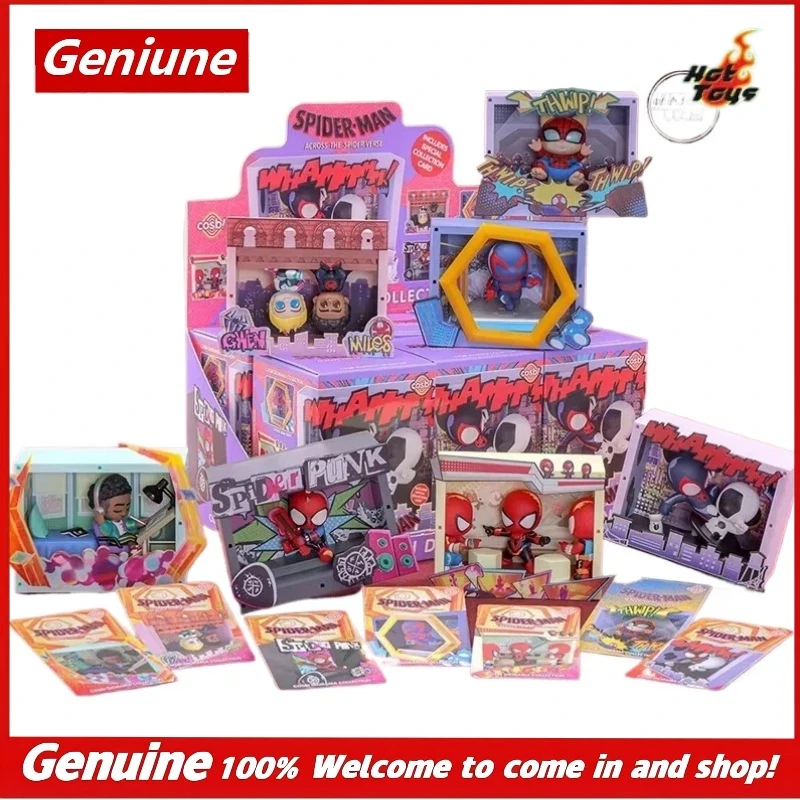 Hochwertige Hottoys Spider-Man: Across The Spider-Verse Cosbi Scene Series Blind Box Niedliche Anime-Figur Mystery-Spielzeug Geschenk