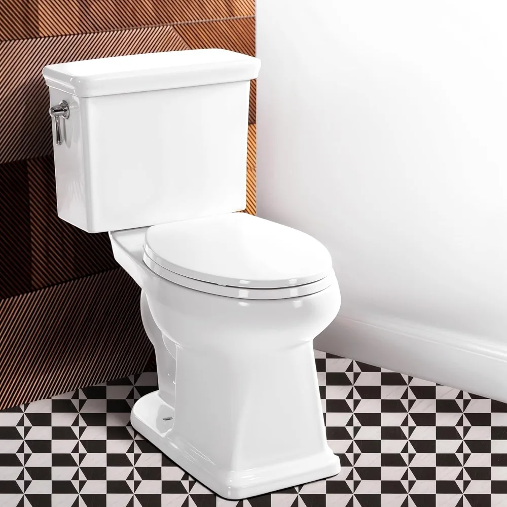 Elevated Comfort Height Two-Piece Toilet with Nano Glaze and Soft-Closing Seat, 1.27 GPF High-Efficiency