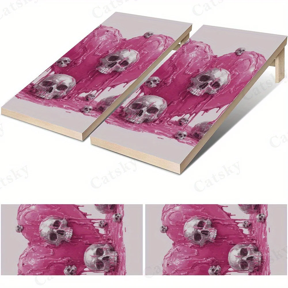 

Pink Skull Heart 2D Flat Vinyl Sandboard Stickers - Bubble-Free, Easy Application, Waterproof, One-Step Renovation for Multi Sce