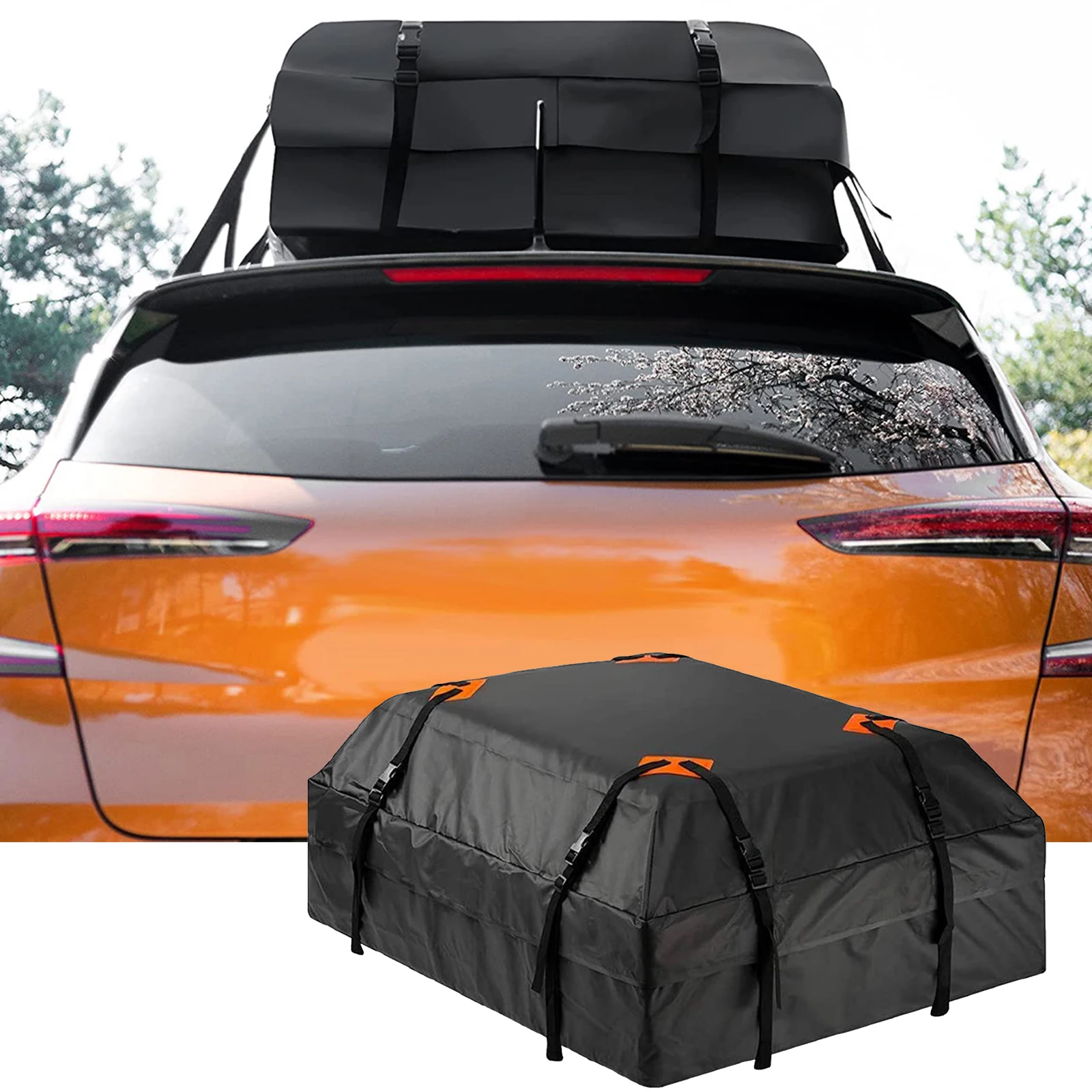 600D Cargo Bag Car Roof Cargo Carrier Waterproof Universal Luggage Bag Storage Cube Bag 15 Cubic Feet For Travel Camping  Car