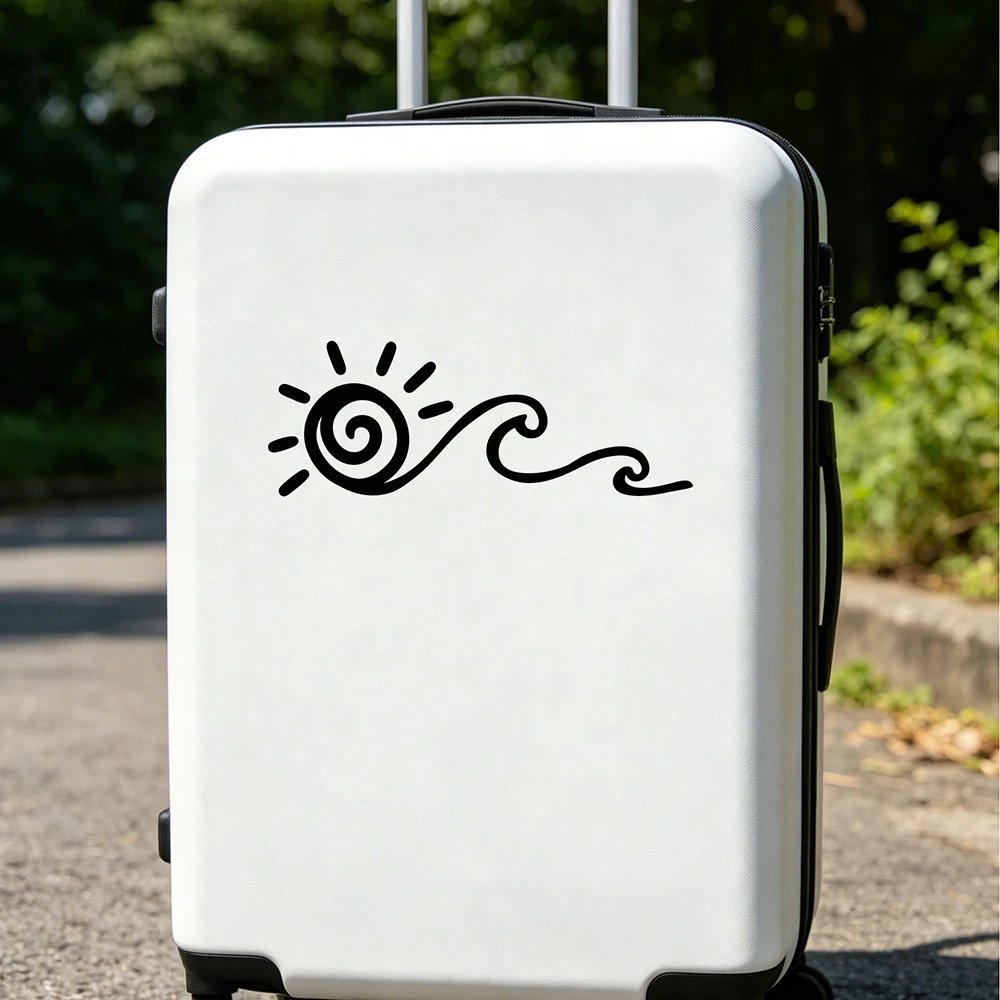 Ocean Sun Decal Wave and Sun Vinyl Art Stickers Sunshine Beach Decals Car Window Laptop Suitcase Sticker Decoration