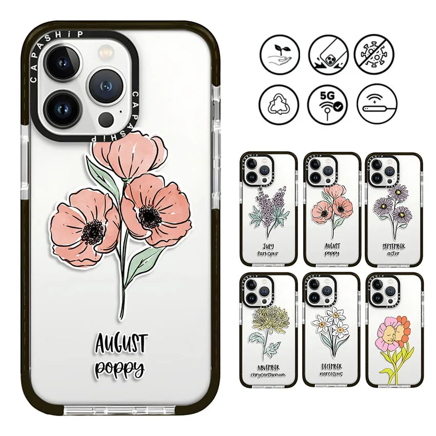 Seasonal Beautiful Flowers Case For iPhone 16 15 14 13 12 11 Pro X XS XR Max 7 8 Plus SE Soft TPU Shockproof Back Cover