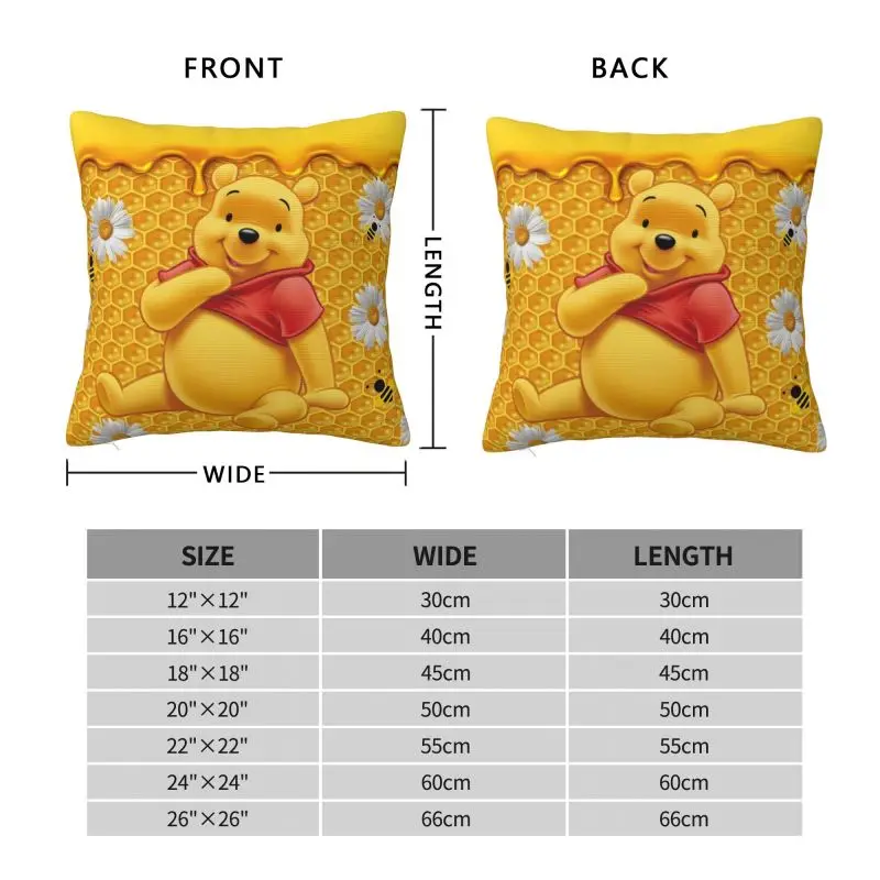 Fodera per cuscino personalizzata Winnie The Pooh 35x35 Cm morbida federa per cuscino da tiro in poliestere per divano federa per decorazione auto