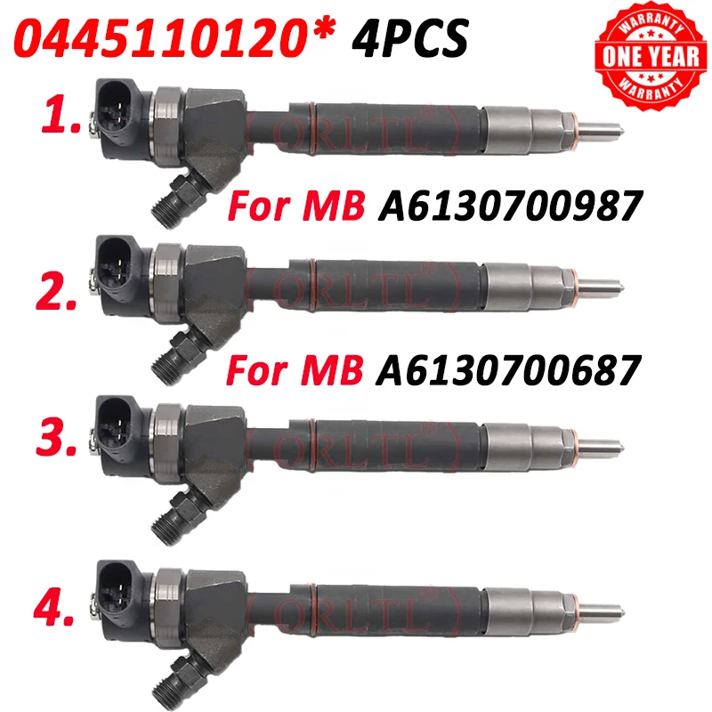 

4pcs 0445110120 A6130700987 Diesel Fuel Injector Nozzle 0445110121 A6130700687 for Mercedes Benz Sprinter 6130700687 6130700987