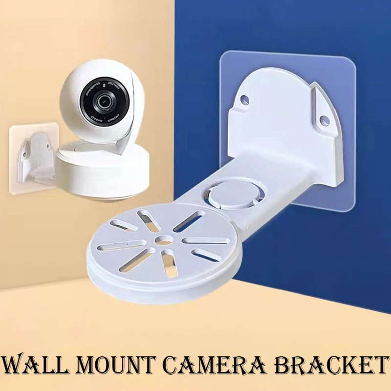 No-Drill Wall Mount Camera Bracket, Adhesive Surveillance Camera Holder, with Glue Base & Screws, Security Camera Mount Kit
