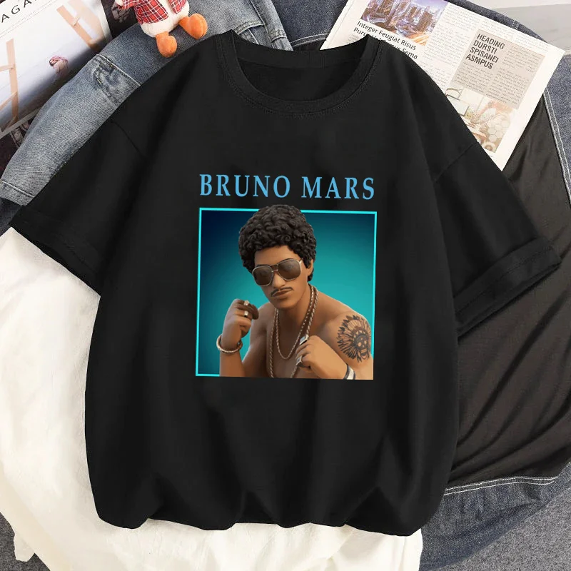 

Singer Bruno Mars Graphic Printed Tshirt Summer Women Casual Short Sleeve Streetwear Cotton T-shirt Harajuku Tees Tops Clothes
