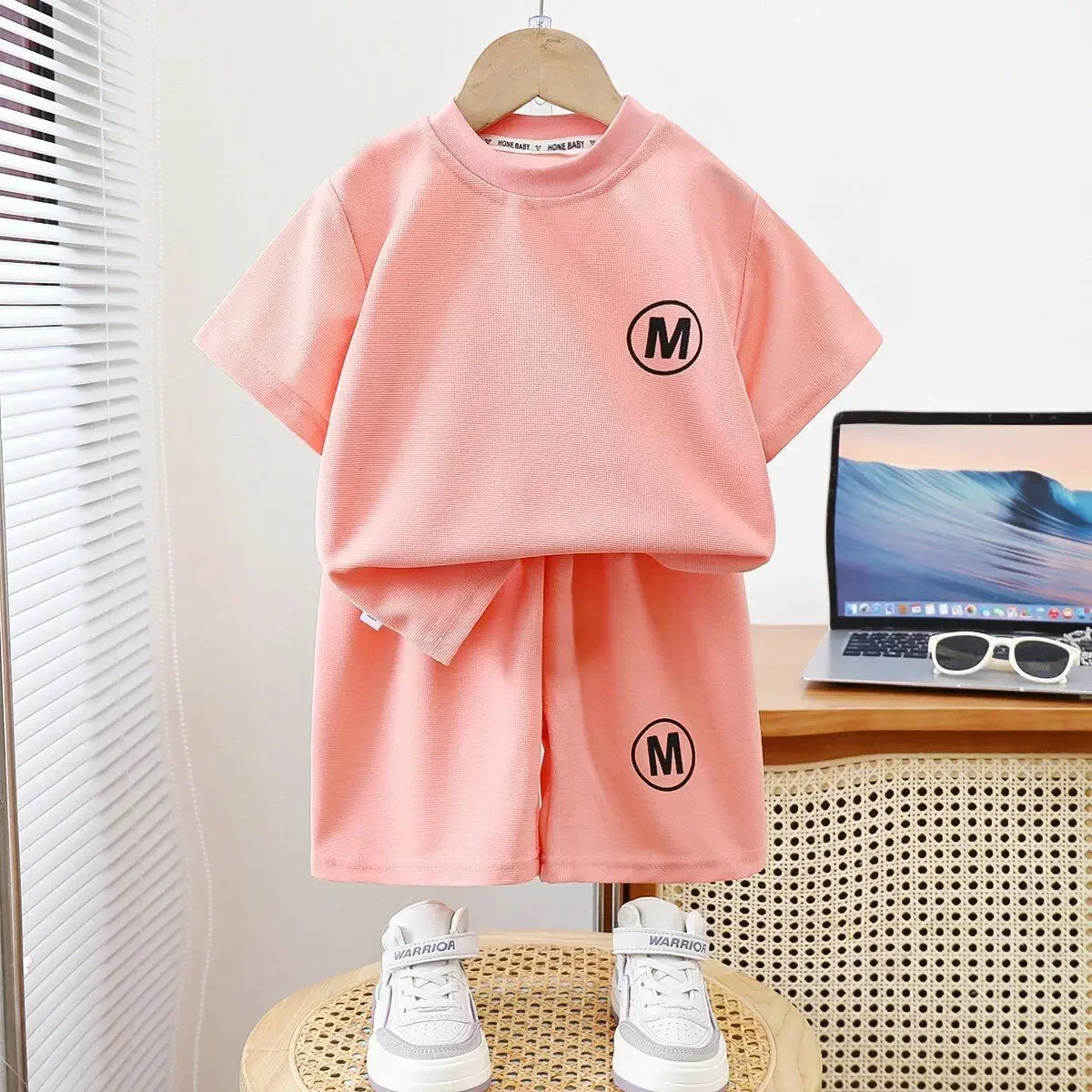 Kids Summer New Casual Solid 2pcs Breathable T-shirts+Pants Suits Toddler Baby Boys Girls Outfits&Pajamas Sets Children Clothes