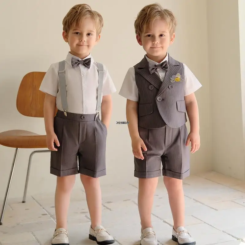 

Newborn Baby Boys Summer Photograph Suit Kids Luxurious Birthday Dress Children's Day Formal Wedding Performance Tuxedo Costume